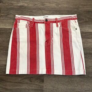 FRAME Denim Fiery Stripe Le Mini Skirt Red White Vertical Striped 29 LMSK1485S